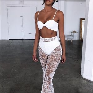White Fox Boutique First Edition White Lace Pants